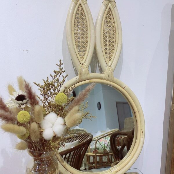 Rattan Rabbit Ear Mirror
