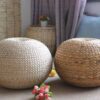 Sea grass pouffe ottoman for decoration or resting