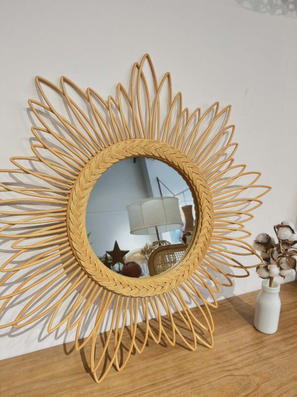 rattan mirror flower design