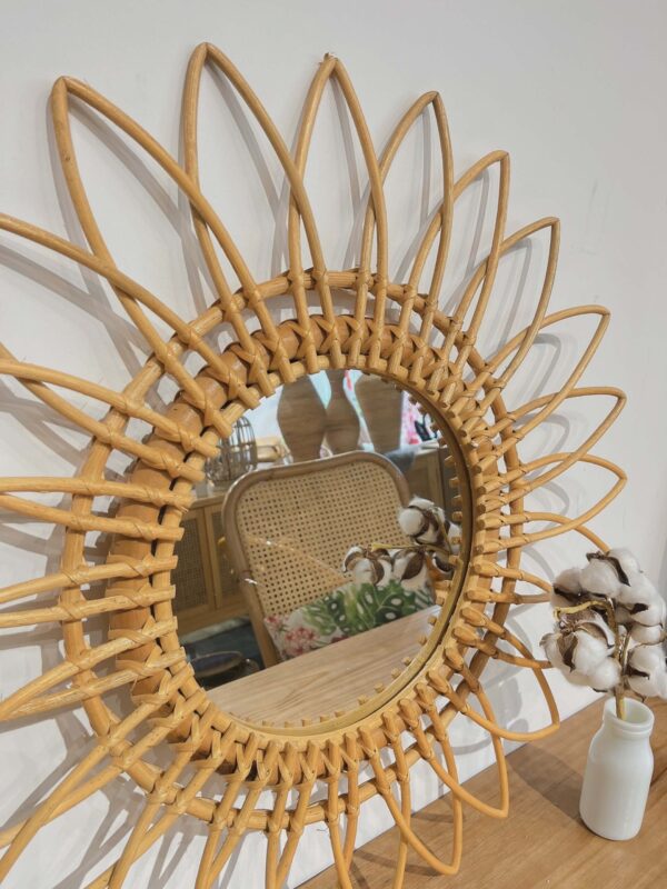 rattan mirror flower design