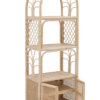 The Bookshelf With Cabinet features a tall, arched rattan design with three open shelves and a lower cabinet with double doors and lattice detailing. The Bookshelf With Cabinet features a tall, arched rattan design with three open shelves and a lower cabinet with double doors and lattice detailing.