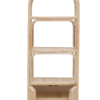 The Bookshelf With Cabinet is a tall, light wood unit with an arched top, three open shelves, and a two-door cabinet at the bottom. The Bookshelf With Cabinet is a tall, light wood unit with an arched top, three open shelves, and a two-door cabinet at the bottom.