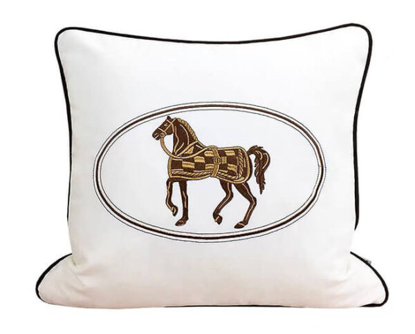 white horse cushion cover