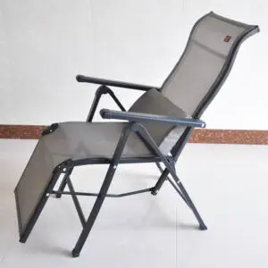 A partially reclined Metal 180 Degree Net Relax Chair (Full) with a gray, mesh seat and metal frame, displayed against a plain background.