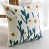 Daisy and Floral Embroidery Cushion Cover
