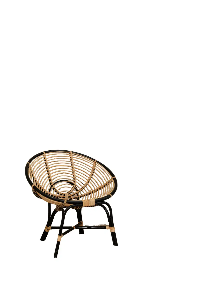The Black Classic Hami Chair, featuring a round rattan seat with a black frame, is set against a plain white background.